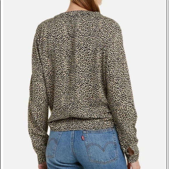 Beachlunchlounge Leopard Tie Front Long-Sleeve Button Down Top Size Small - Picture 2 of 11